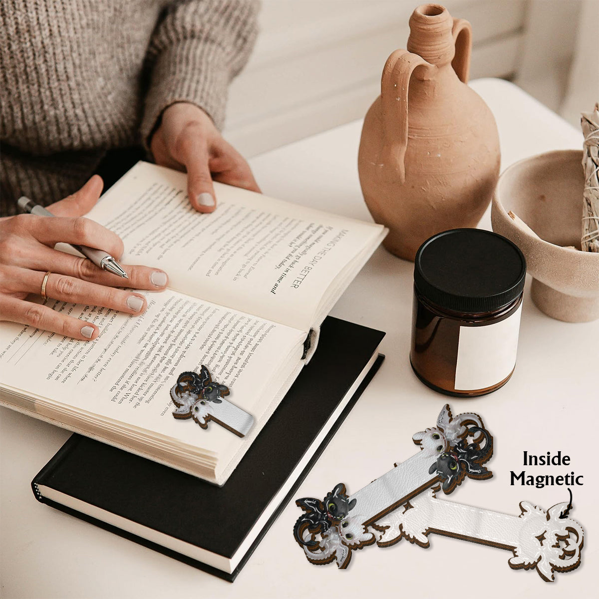 Fantasy Dragons - Personalized Shaped Magnetic Bookmark