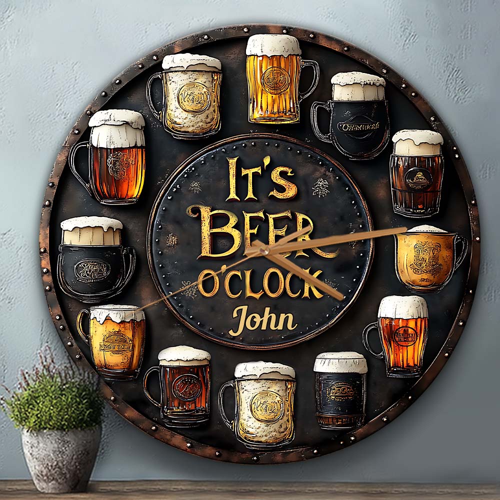 It's Beer O'clock - Personalized Beer Wall Clock