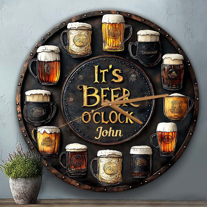 It's Beer O'clock - Personalized Beer Wall Clock