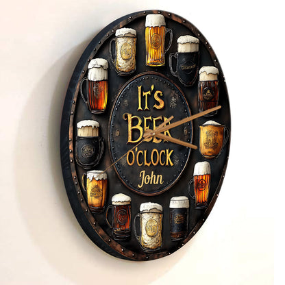 It's Beer O'clock - Personalized Beer Wall Clock