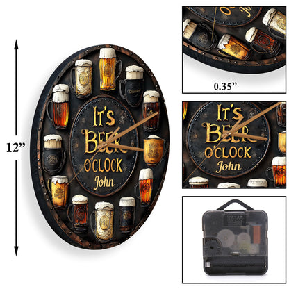 It's Beer O'clock - Personalized Beer Wall Clock