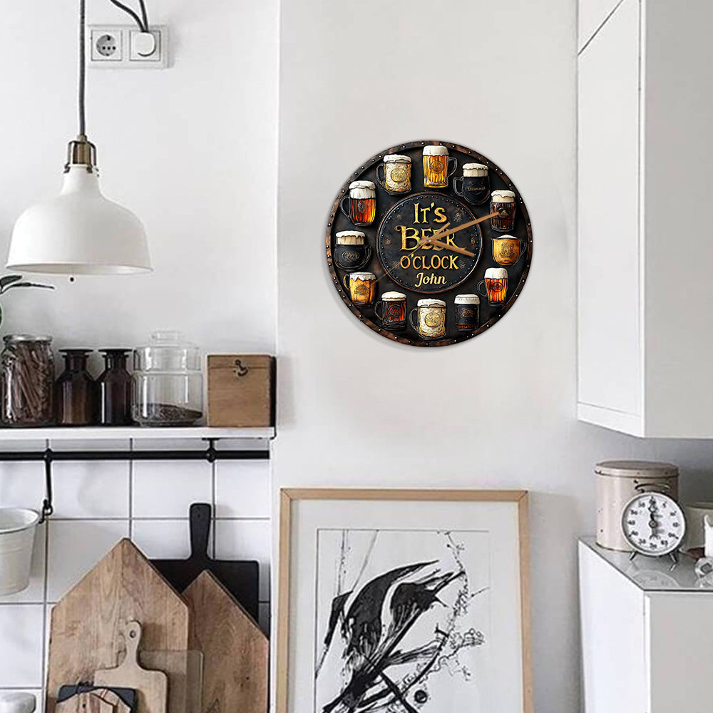 It's Beer O'clock - Personalized Beer Wall Clock
