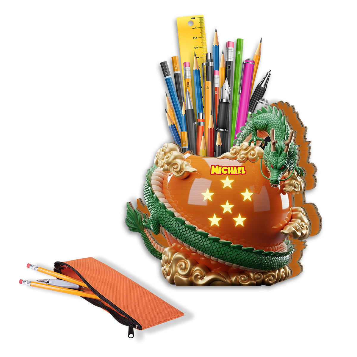 Amazing Dragon - Personalized Seven Balls Wooden Pen Holder