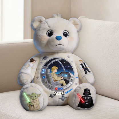 Bear in Space - Personalized The Force Premium Faux Fur Pillow