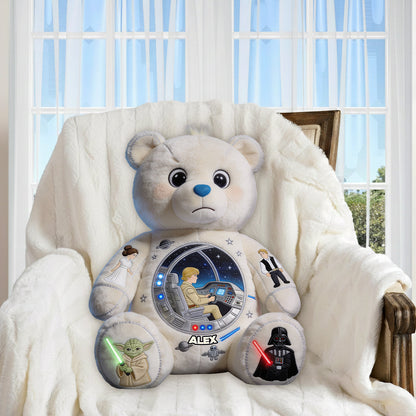 Bear in Space - Personalized The Force Premium Faux Fur Pillow