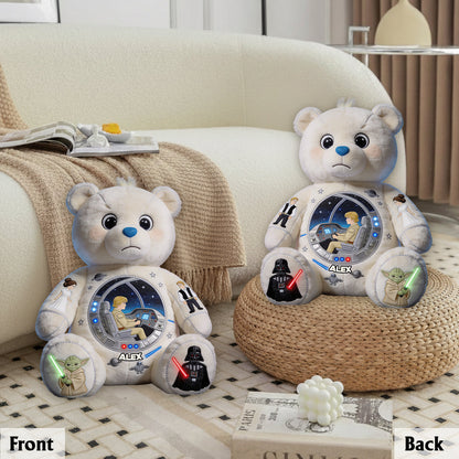 Bear in Space - Personalized The Force Premium Faux Fur Pillow