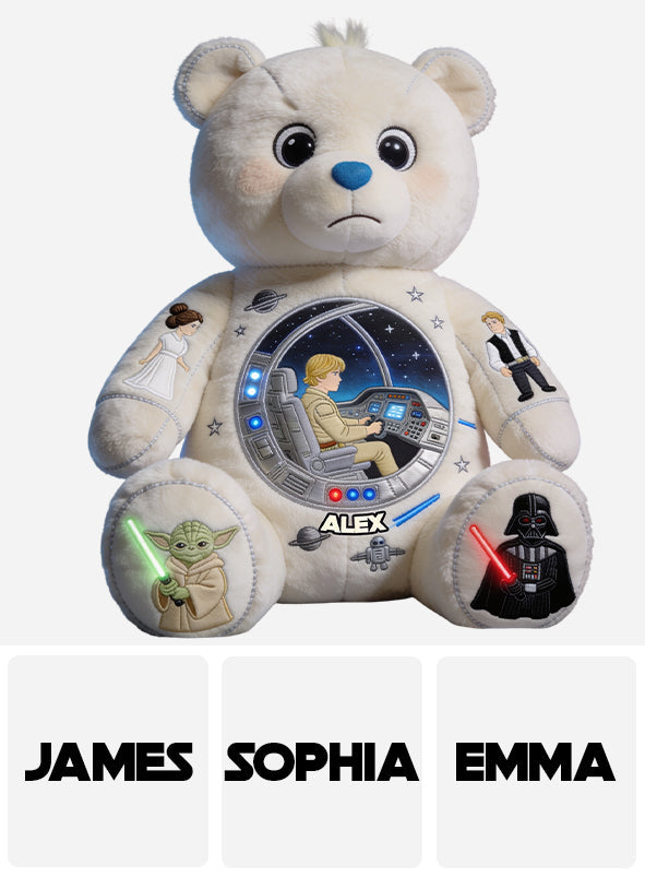 Bear in Space - Personalized The Force Premium Faux Fur Pillow