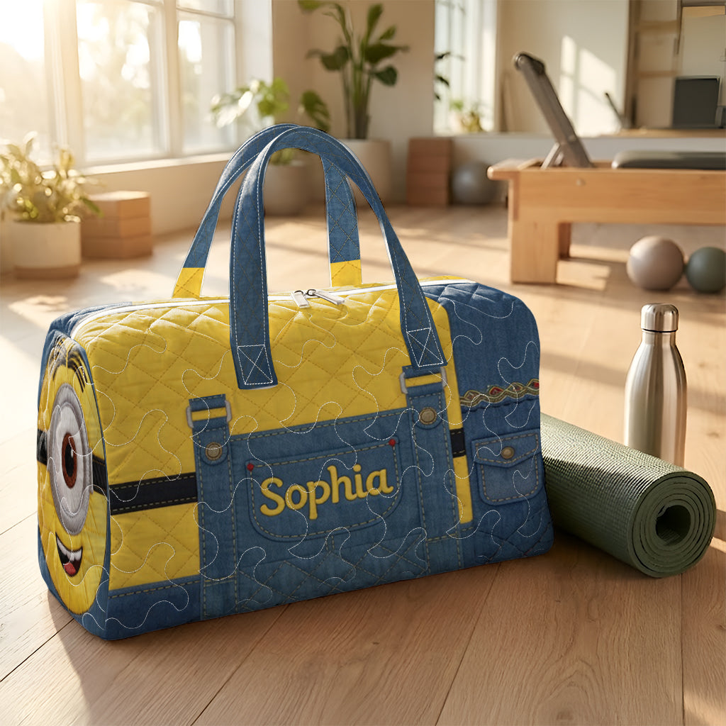 Cute Yellow Monster - Personalized Quilted Duffle Bag