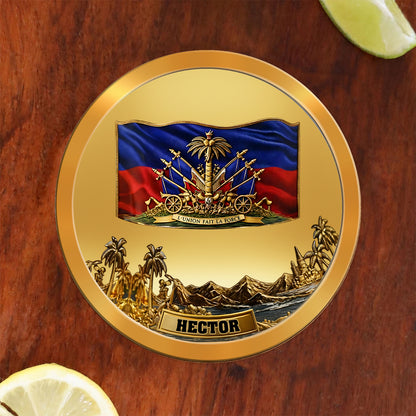 Haiti Coat Of Arms - Personalized Expats Whiskey Decanter Set