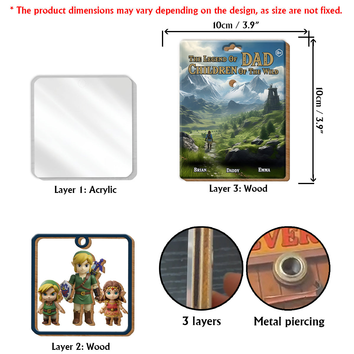 The Legend Of Dad - Personalized The Hero's Legend Multilayer 3D Box Tag