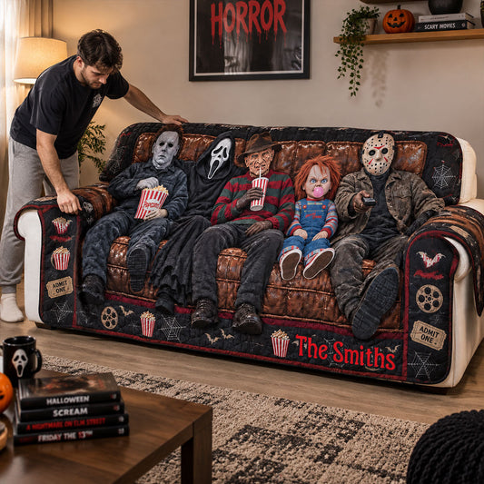 Halloween Time - Personalized Horror Character Quilted Sofa/Couch Cover