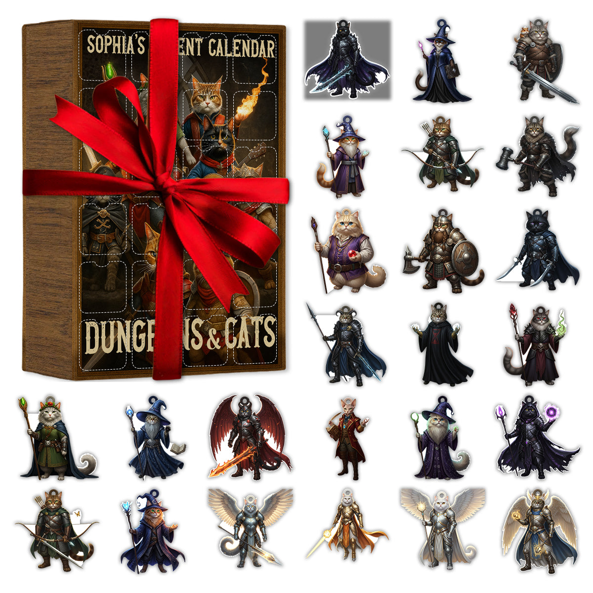 Dungeons Dragons dnd christmas - Personalized DD Lover Advent Calendar With Ornaments