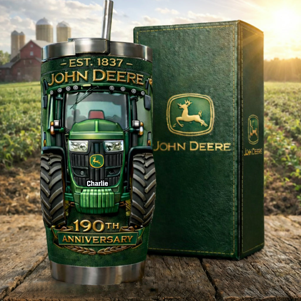 Green Tractor 190th Anniversary - Personalized Tractor Tumbler
