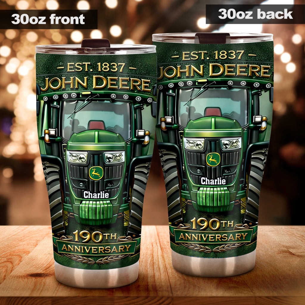 Green Tractor 190th Anniversary - Personalized Tractor Tumbler