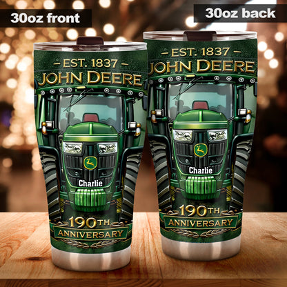 Green Tractor 190th Anniversary - Personalized Tractor Tumbler