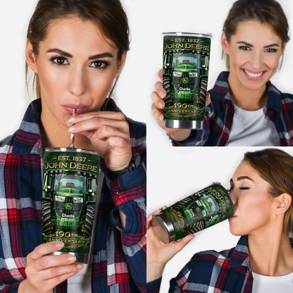 Green Tractor 190th Anniversary - Personalized Tractor Tumbler