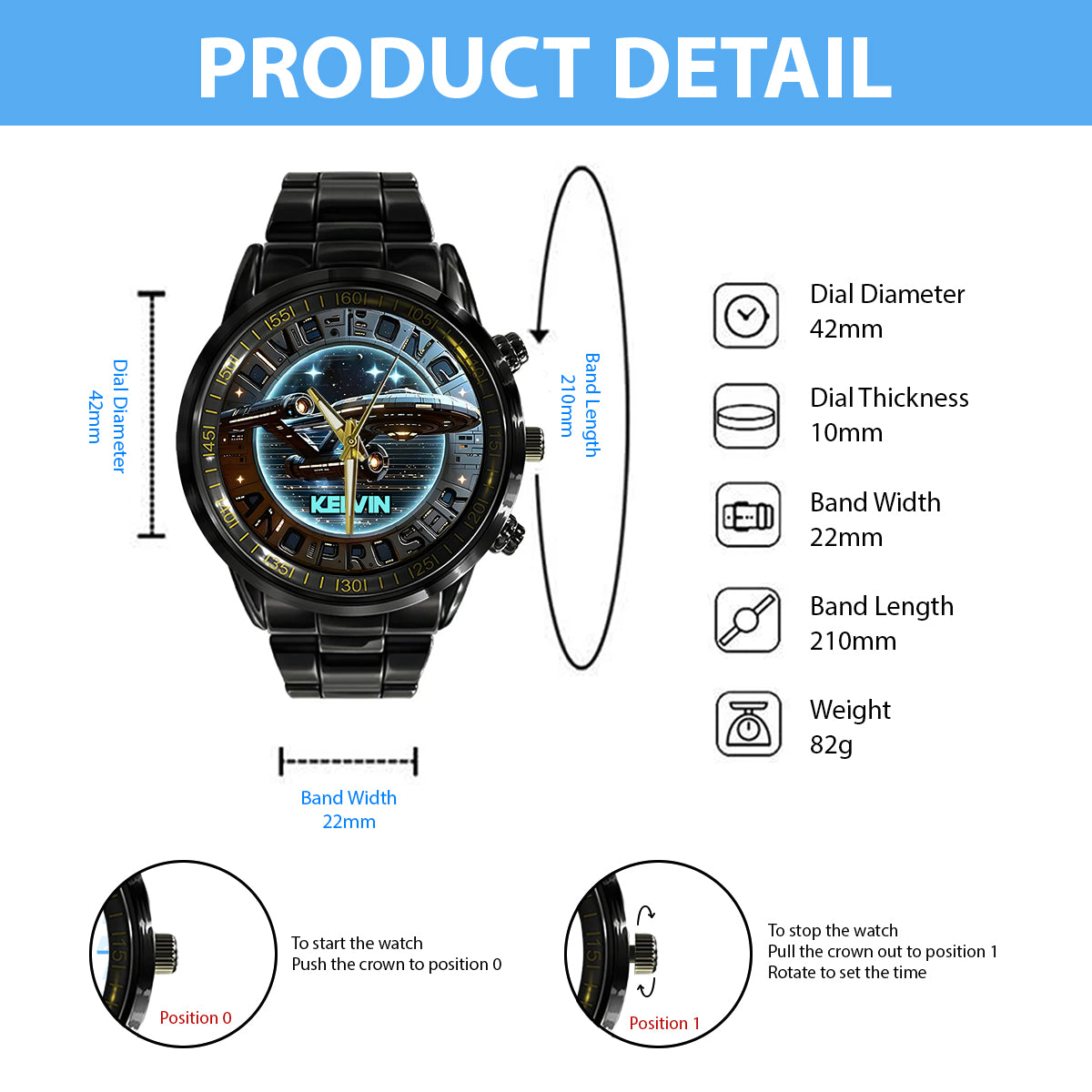 Live Long And Prosper - Personalized Star Fleet Hand Watch