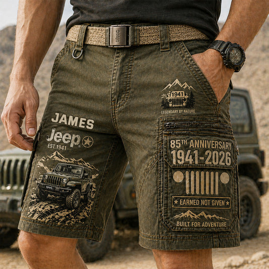 Jeep 85th Anniversary - Personalized Car Cargo Shorts With Belt