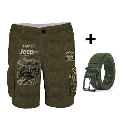 Jeep 85th Anniversary - Personalized Car Cargo Shorts With Belt