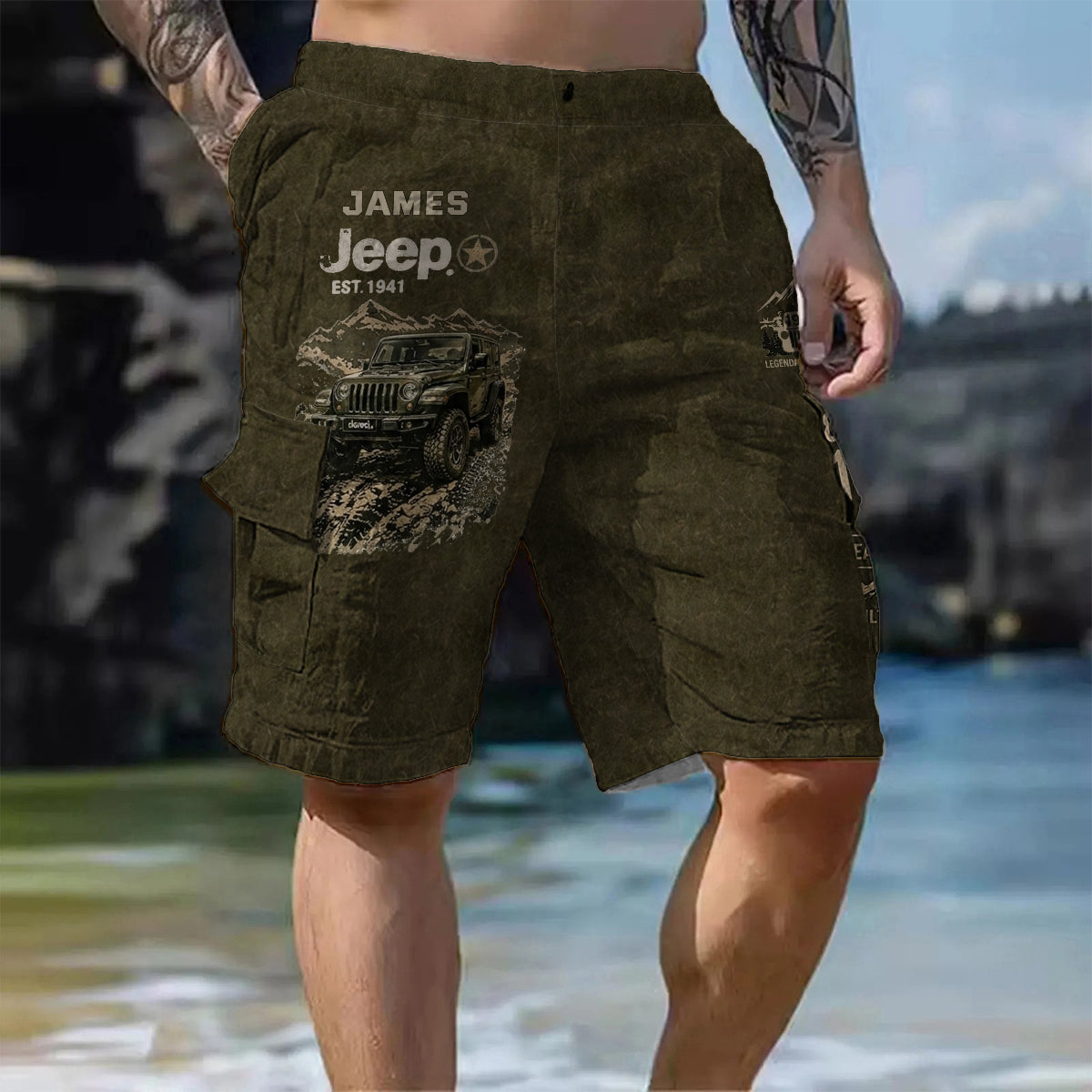 Jeep 85th Anniversary - Personalized Car Cargo Shorts With Belt