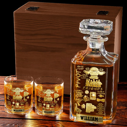 90s Sitcom-Inspired Funny Quote - Personalized Friends Movie Whiskey Decanter Set
