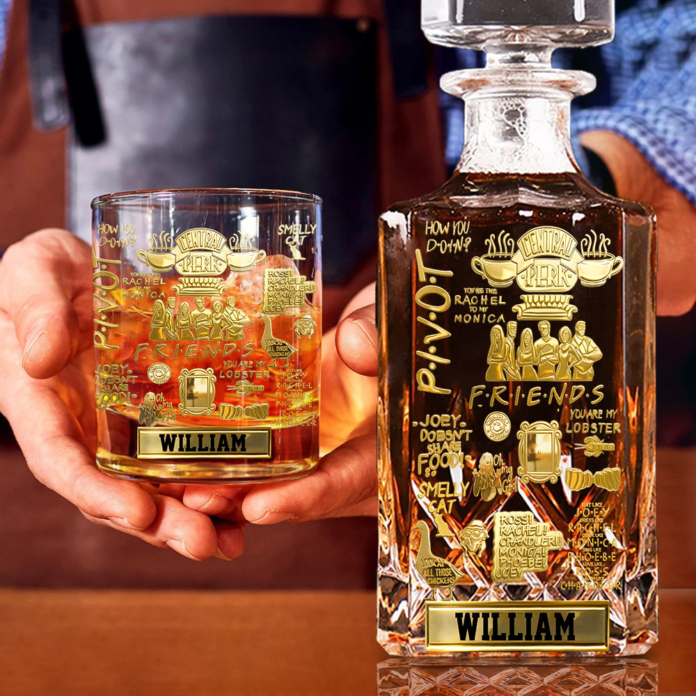 90s Sitcom-Inspired Funny Quote - Personalized Friends Movie Whiskey Decanter Set