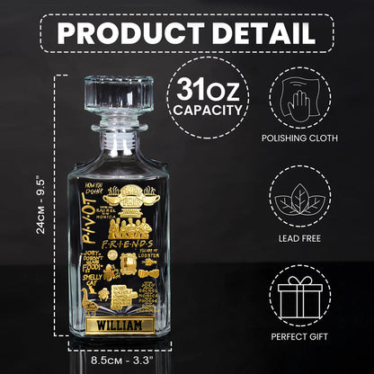 90s Sitcom-Inspired Funny Quote - Personalized Friends Movie Whiskey Decanter Set