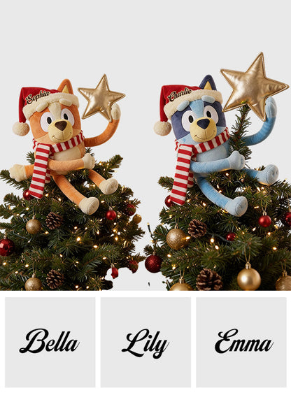 Christmas Time - Personalized Blue Dog Posable Plush Doll