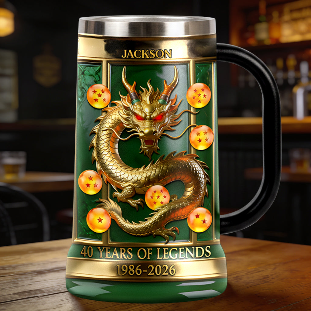40 Years Of Legend - Personalized Seven Balls Beer Stein