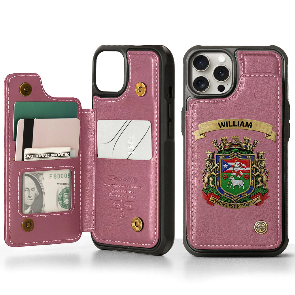 Proud Puerto Rico, Joannes Est Nomen Ejus - Personalized Expats Wallet Phone Case