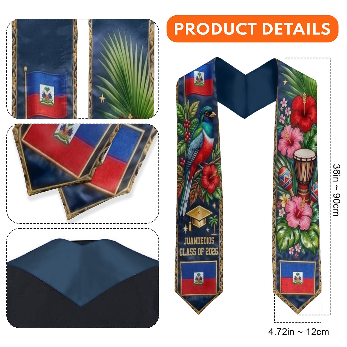 Proud Haiti, Class Of 2026 - Personalized Graduation Graduation Stole