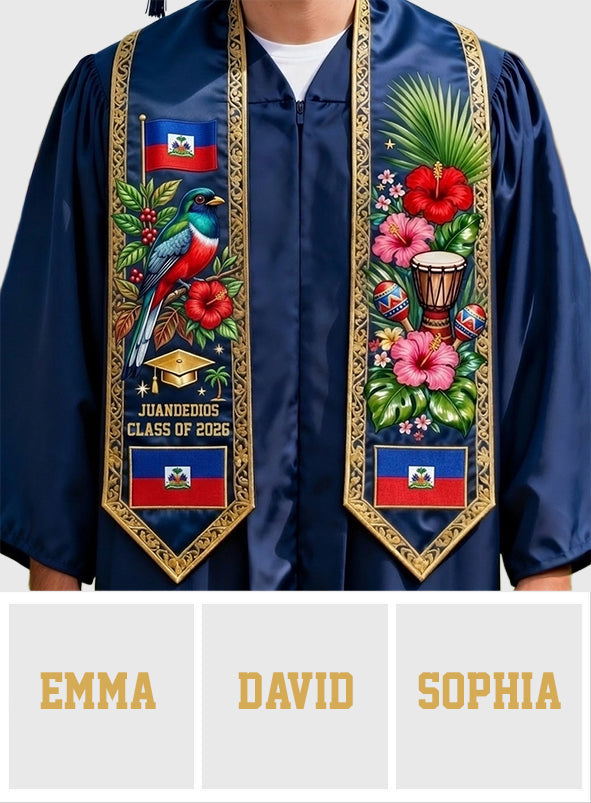 Proud Haiti, Class Of 2026 - Personalized Graduation Graduation Stole