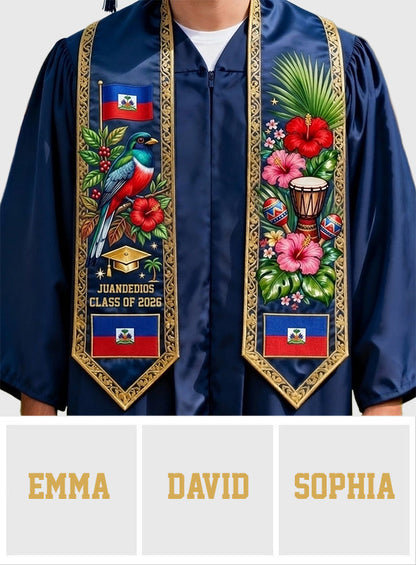 Proud Haiti, Class Of 2026 - Personalized Graduation Graduation Stole