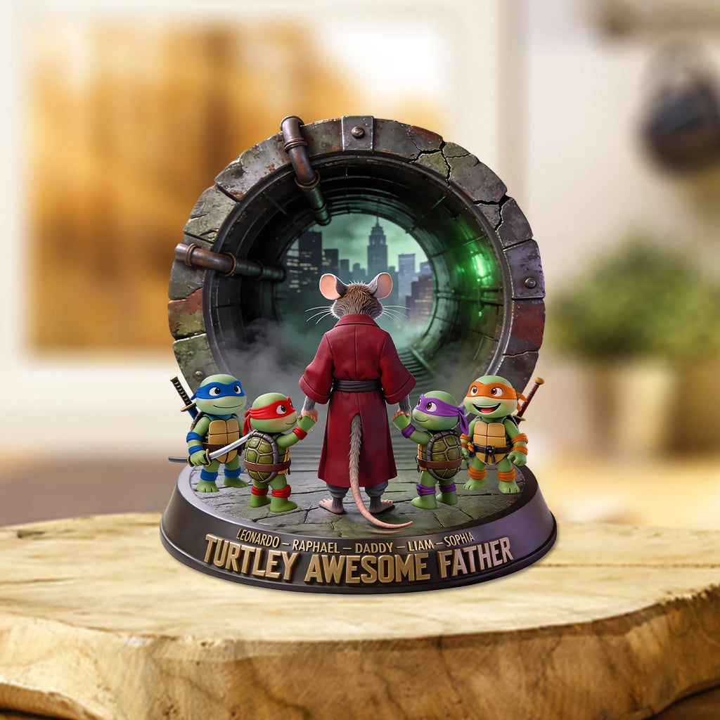 Turtley Awesome Father - Personalized Green Turtles Custom Shaped Acrylic Plaque
