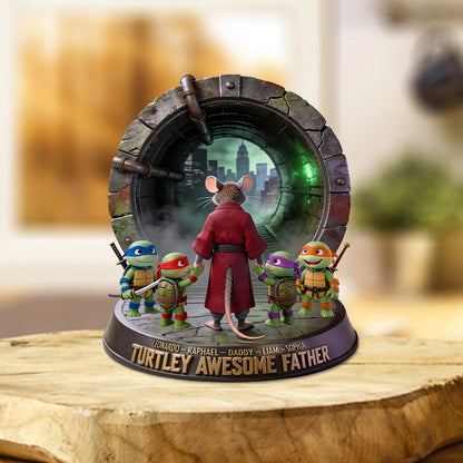 Turtley Awesome Father - Personalized Green Turtles Custom Shaped Acrylic Plaque