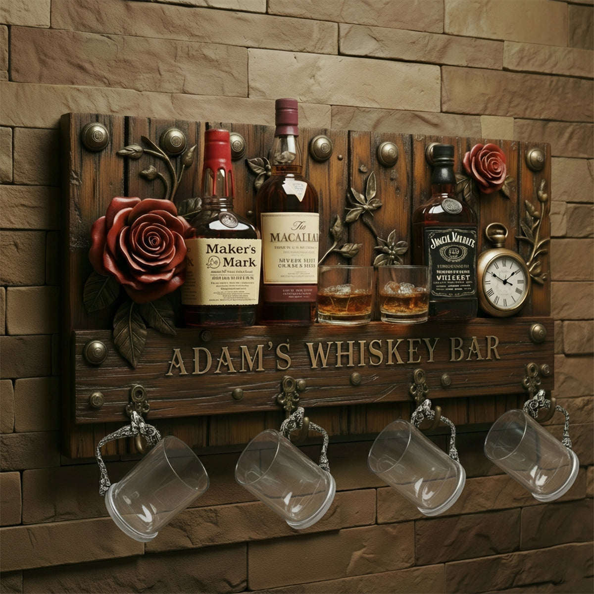 Love Whiskey - Personalized Whisky Custom Shaped Hanging Rack