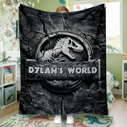 Dinosaur World - Personalized Dinosaur Blanket