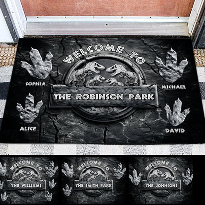 Welcome To Our Dinosaur Park - Personalized Dinosaur Doormat