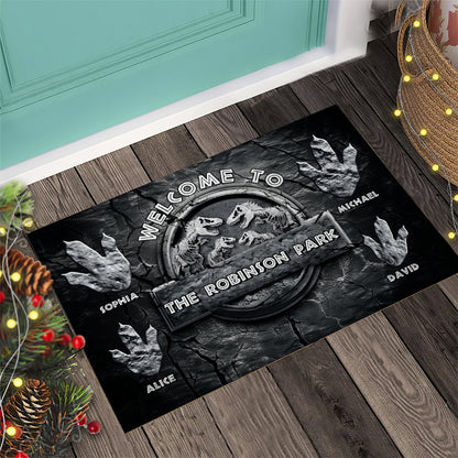 Welcome To Our Dinosaur Park - Personalized Dinosaur Doormat