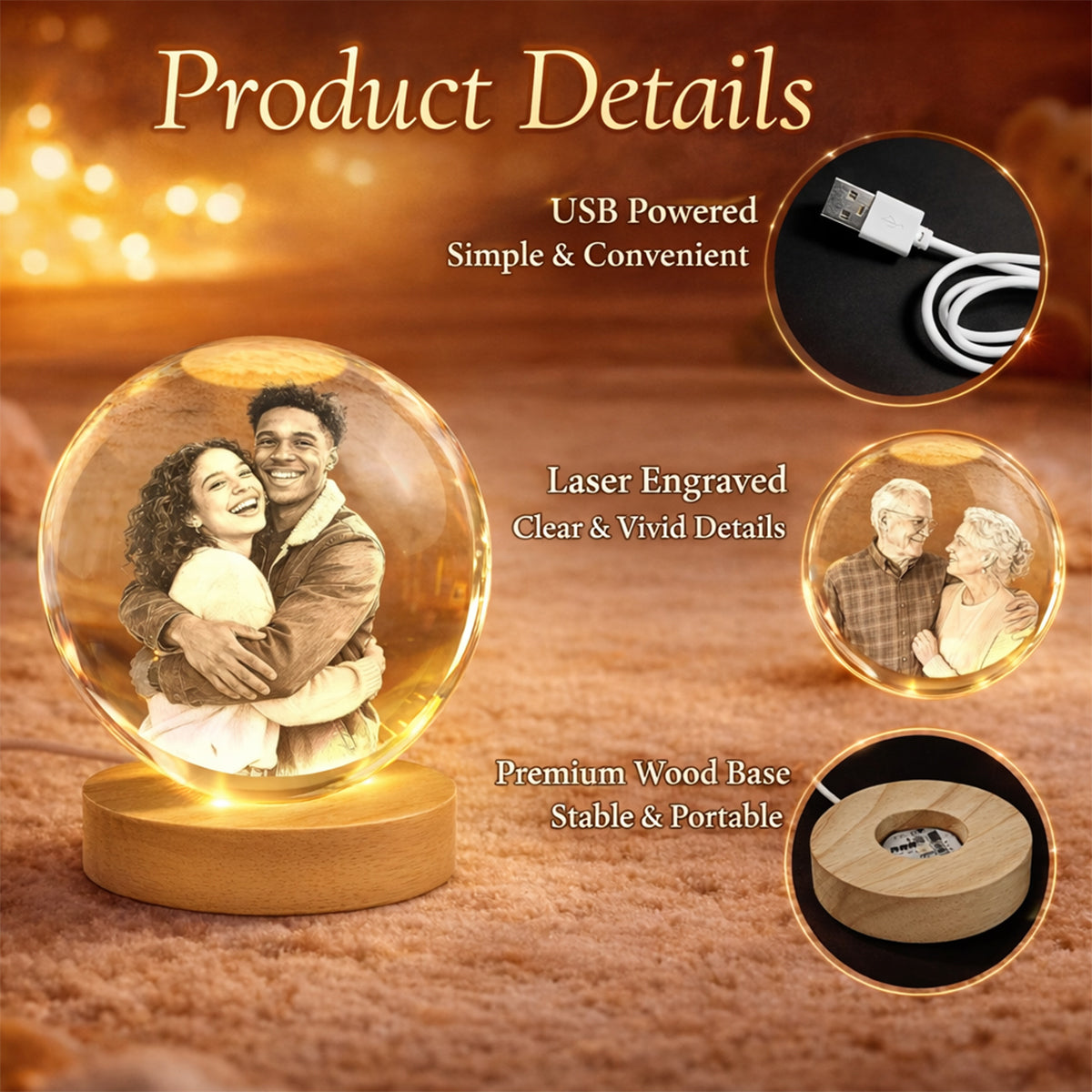 40th Anniversary - Personalized Seven Balls Crystal Ball Night Light