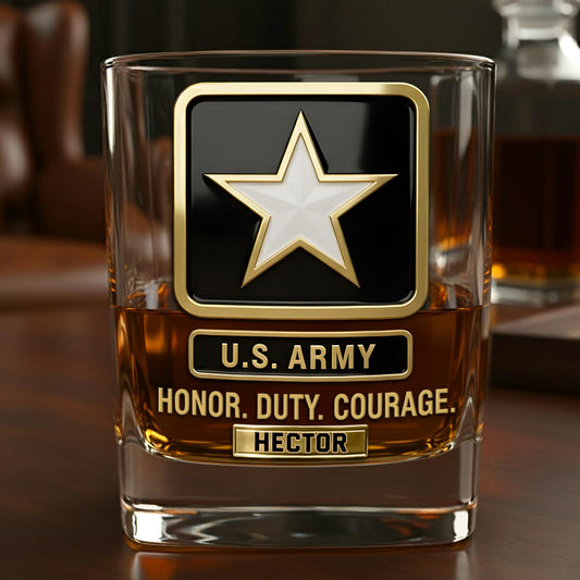 Premium American Pride US Army - Personalized Veteran Whiskey Glass