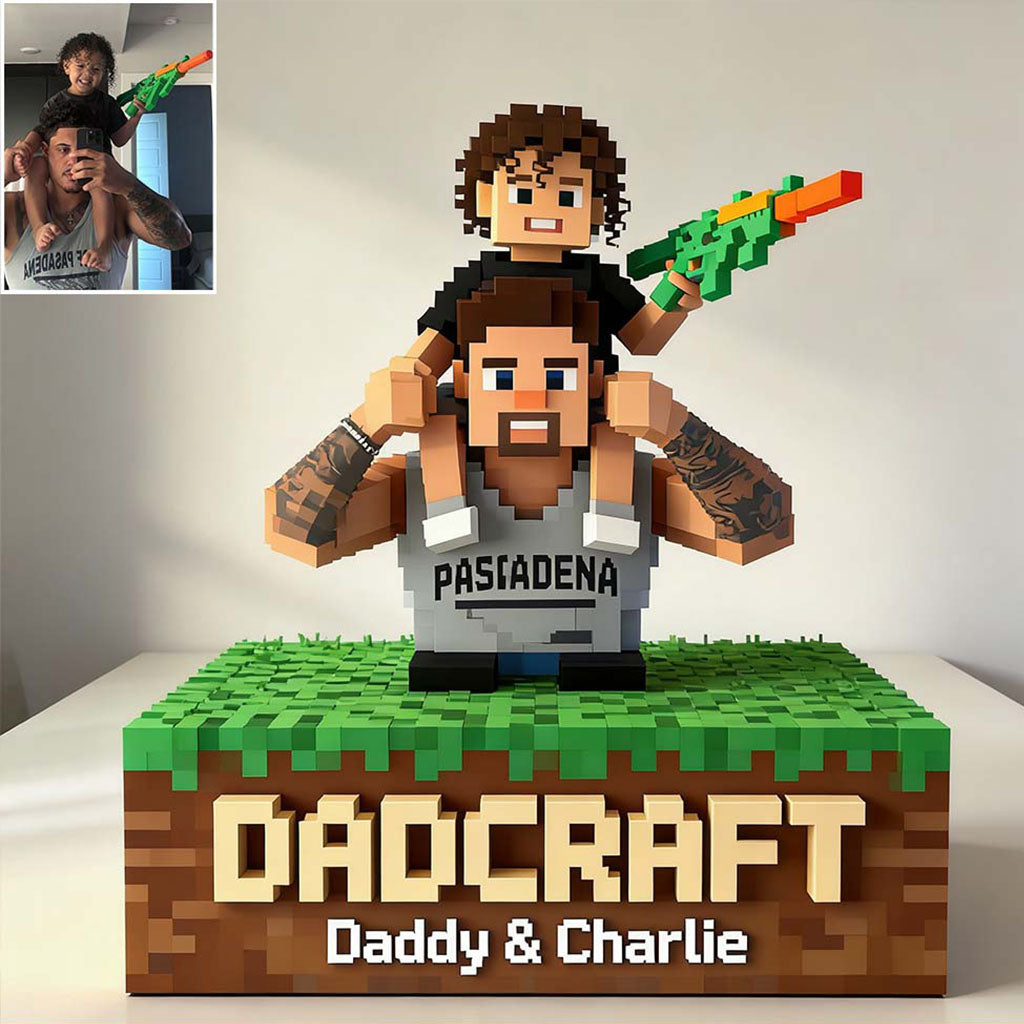 Dadcraft Gift For Block Game Player - Personalized Father Custom Shaped Acrylic Plaque
