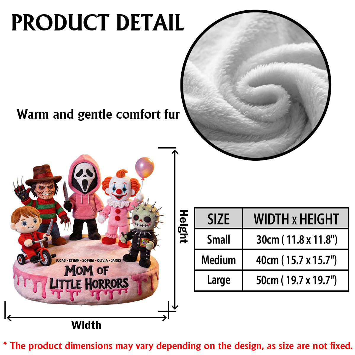 Mom Of Little Horrors - Personalized Horror Character Premium Faux Fur Pillow
