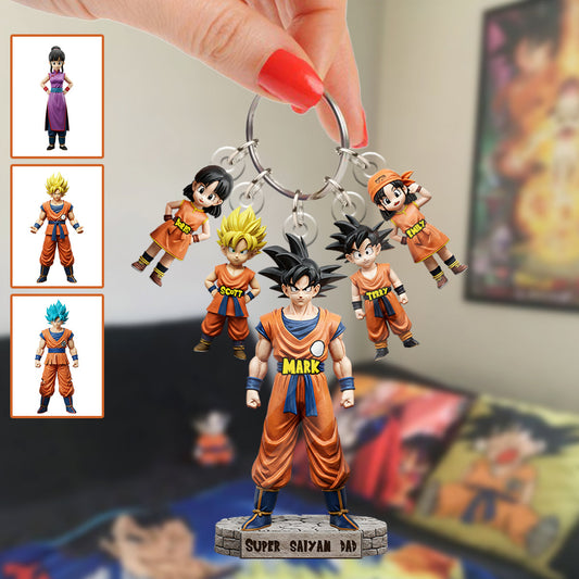 Strong Papa - Personalized Seven Balls Keychain with Charms