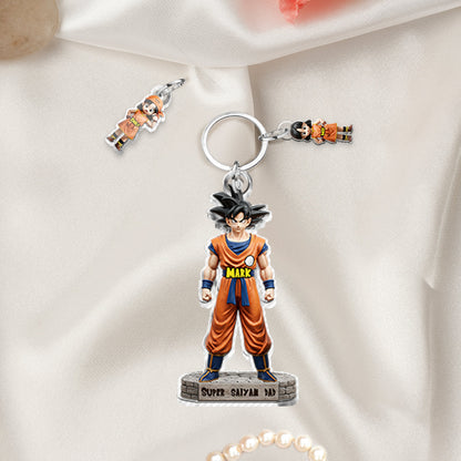 Strong Papa - Personalized Seven Balls Keychain with Charms