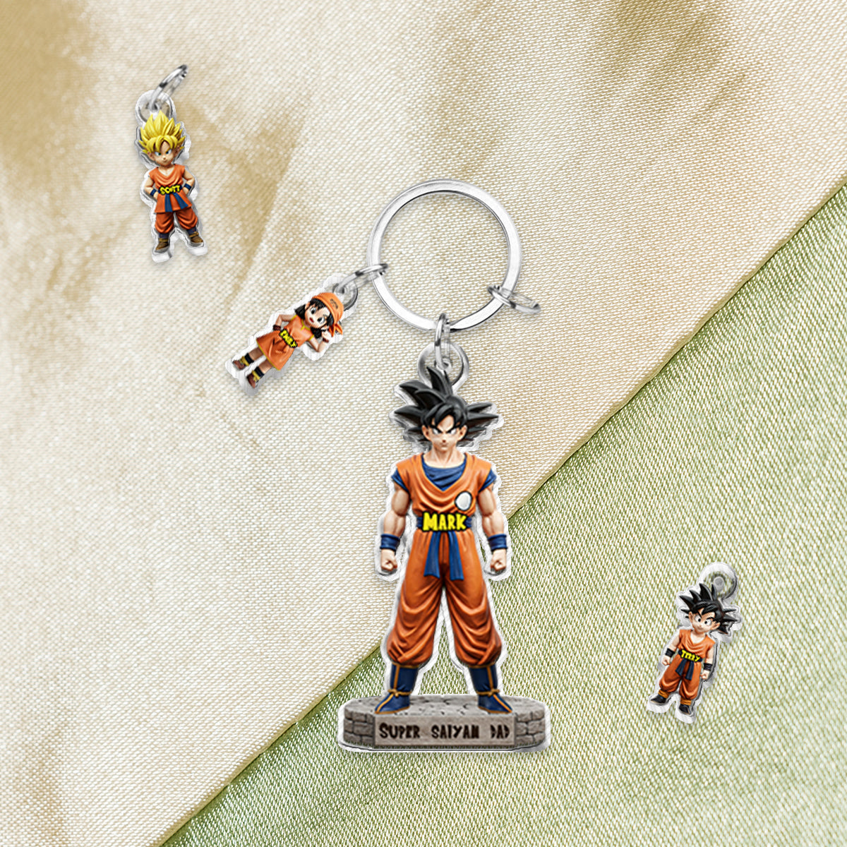 Strong Papa - Personalized Seven Balls Keychain with Charms