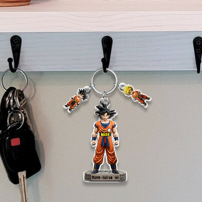 Strong Papa - Personalized Seven Balls Keychain with Charms