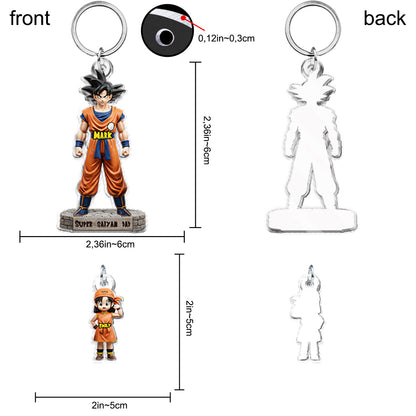 Strong Papa - Personalized Seven Balls Keychain with Charms