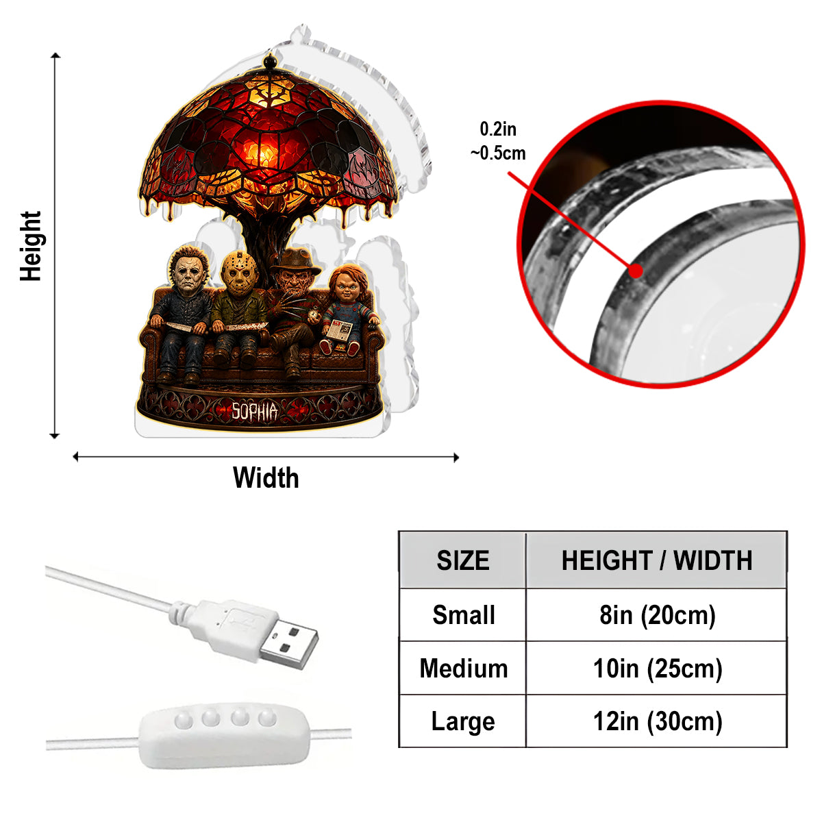 Scary Night - Personalized Horror Character Acrylic LED Night Light