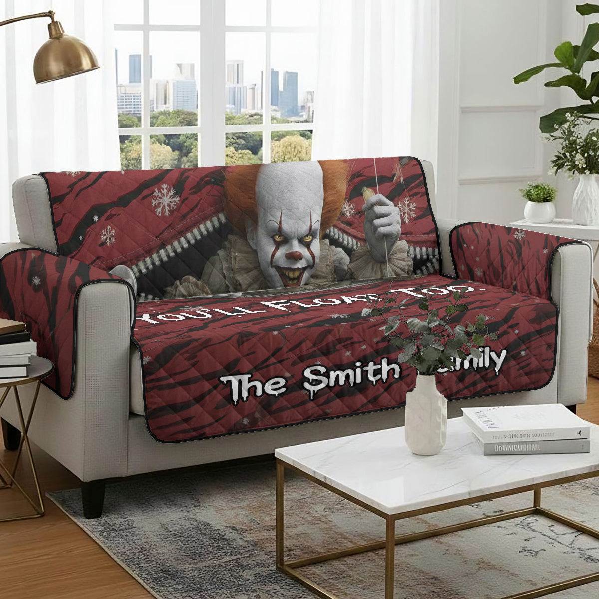 Horror Clown - Personalized Horror Character Quilted Sofa/Couch Cover